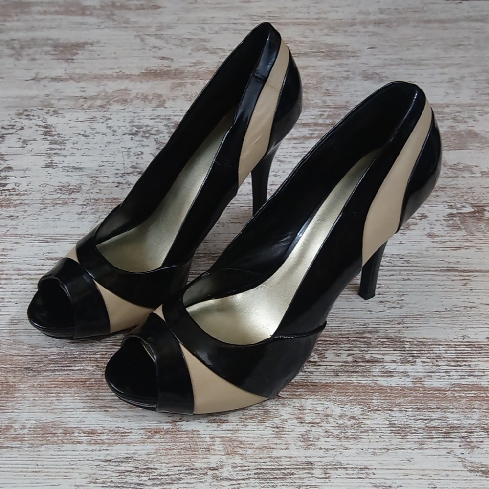 Leather Upper Open Toe Heels - image 2